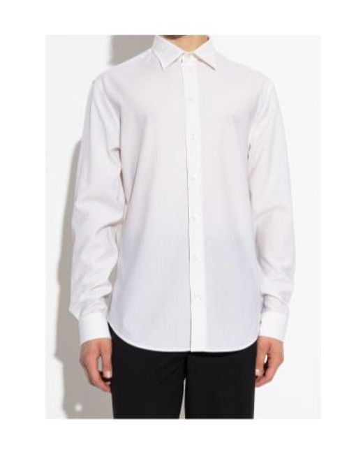 Emporio Armani White Long-Sleeved Button-Up Shirt for men