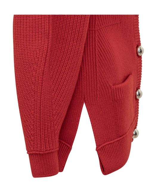 Lanvin Red Ribbed Cardigan