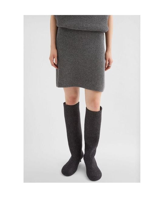 Jil Sander Gray Knit Mini Skirt