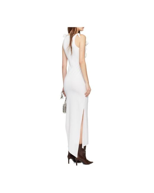 Coperni White Flower-Detailed Sleeveless Midi Dress