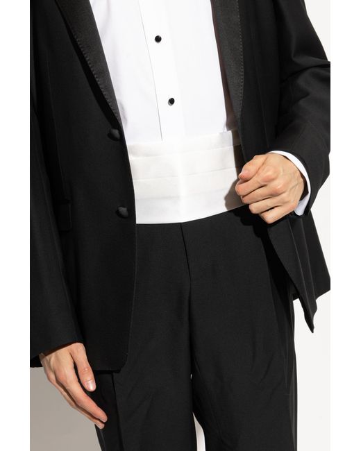 Giorgio Armani White Hook Buckle Satin Belly Belt for men