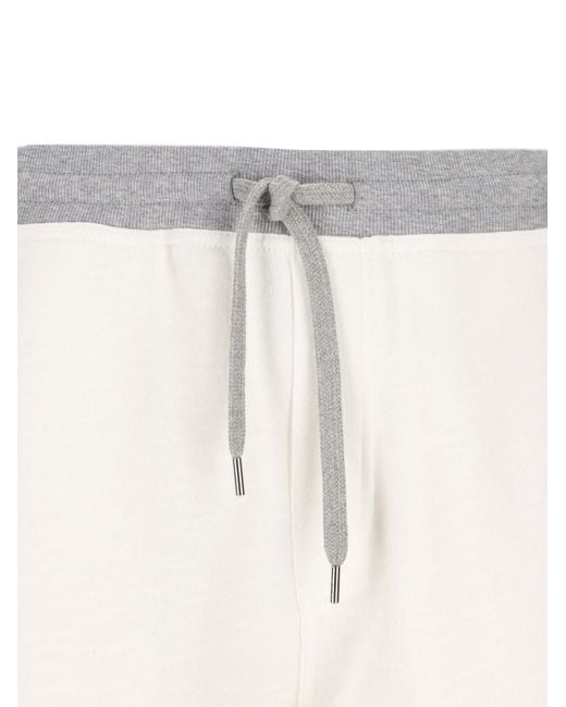 Brunello Cucinelli White French Terry Bermuda Shorts for men