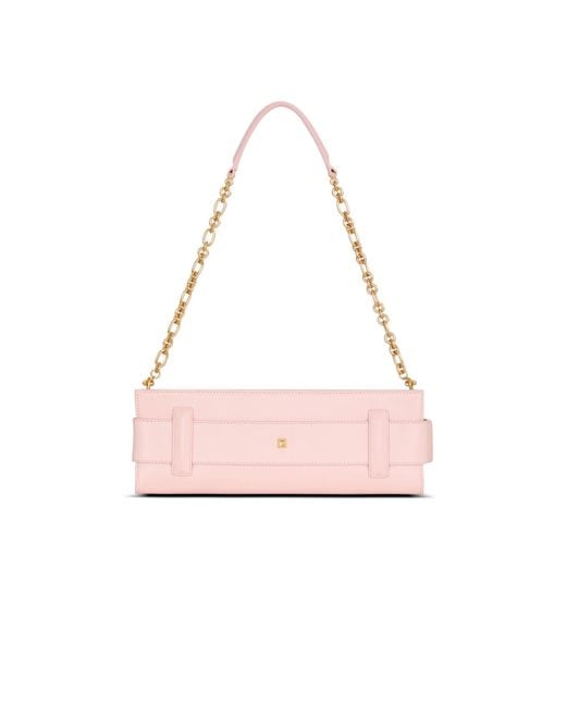 Balmain Pink Anthem Smooth Leather Clutch