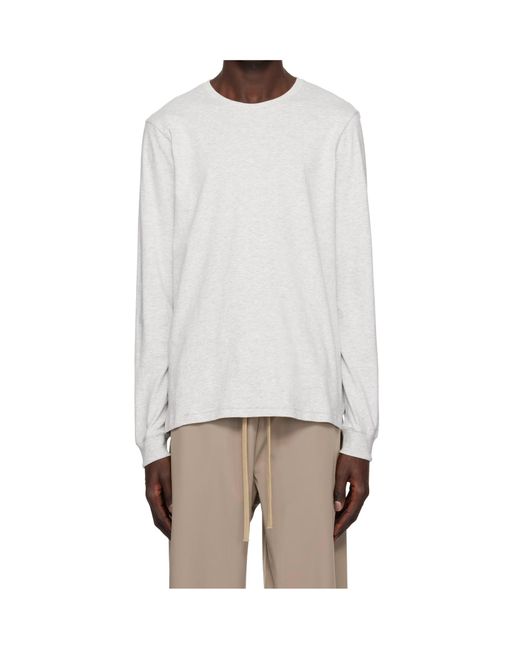 Skims White Crew Neck Long Sleeve T-Shirt for men
