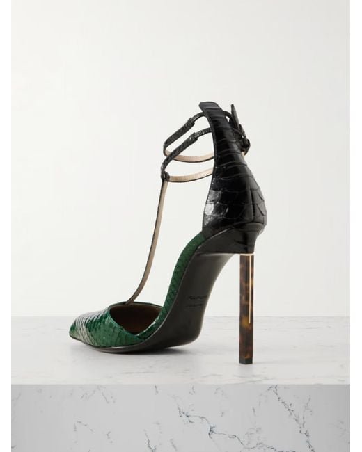 Tom Ford Green T-Strap Pointed Toe Pumps