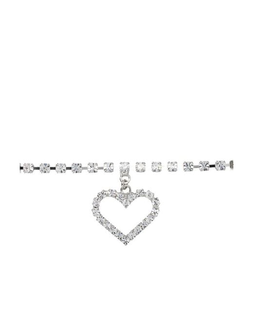 Alessandra Rich White Hearts Pendant Necklace