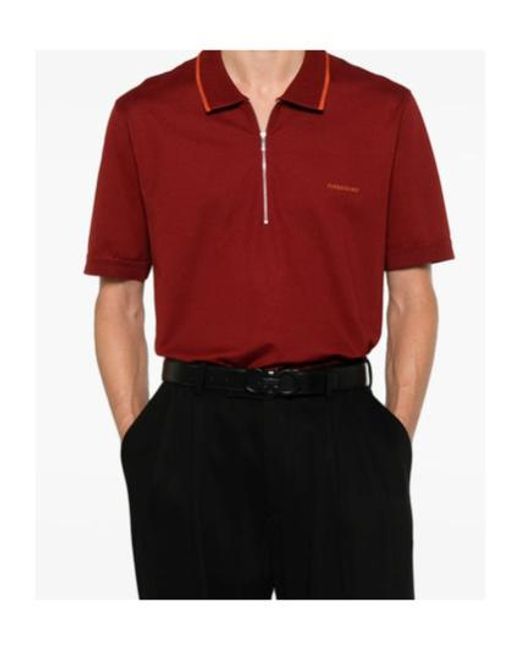 Ferragamo Red Short-Sleeved Polo Shirt for men