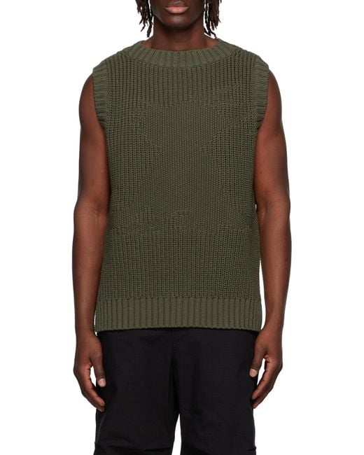 we11done Black Cotton Rib Knitted Vest