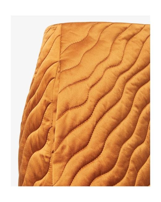 Fendi Orange Caramel Quilted Silk Skirt