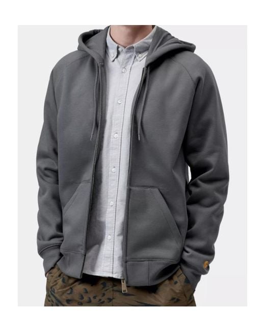 Carhartt Gray Hooded Chase Zip-Up Hoodie for men