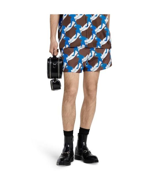 Gucci Blue Graphic Printed Swim Shorts for men