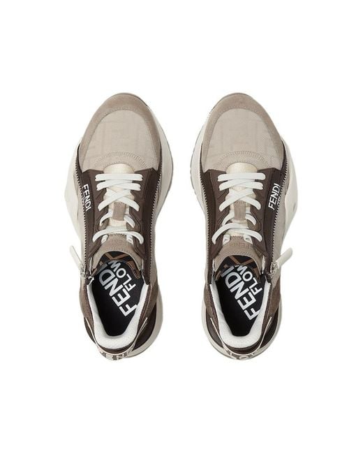 Fendi Brown Flow Lace-Up Sneakers for men