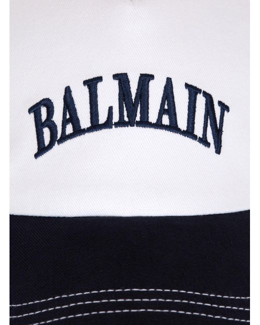 Balmain White Two-Tone Cotton Cap for men
