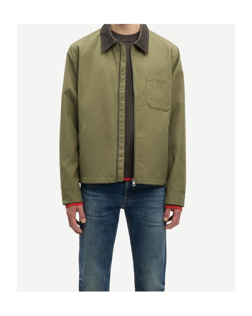 Samsøe & Samsøe Green Sarobin Z Chest-Pocket Contrastong-Collar Jacket for men