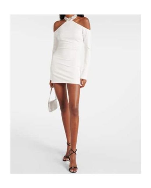 David Koma White Bridal Crystal-Embellished Minidress