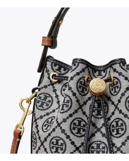 Tory Burch Black T Monogram Mini Bucket Bag