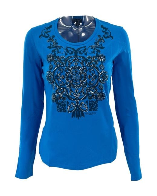 Armani Jeans Blue Round Collar And Long-Sleeved T-Shirt