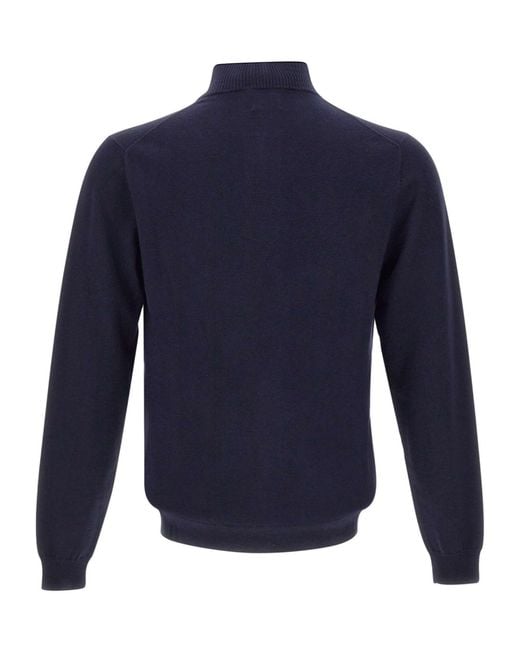Sun 68 Blue Everyday Half Zip Knitted Sweater for men