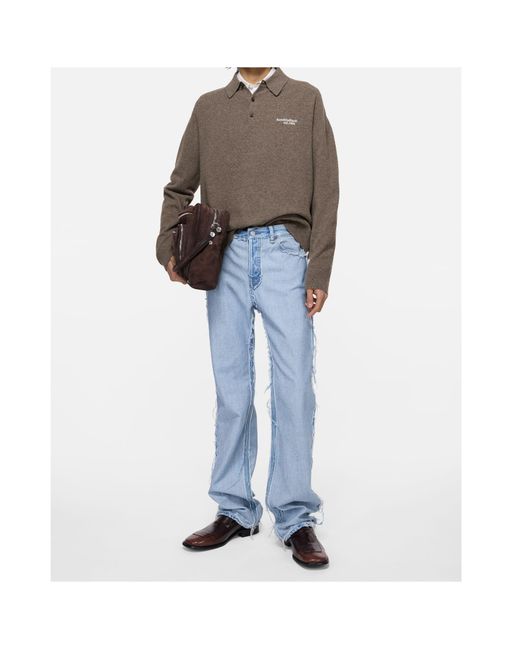 Acne Brown Long-Sleeved Knitted Polo Shirt for men