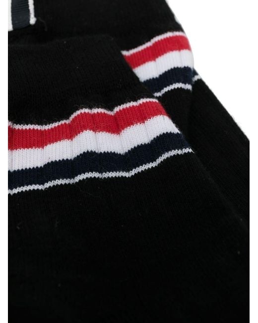 Thom Browne Black Striped Rib-Knit Socks for men