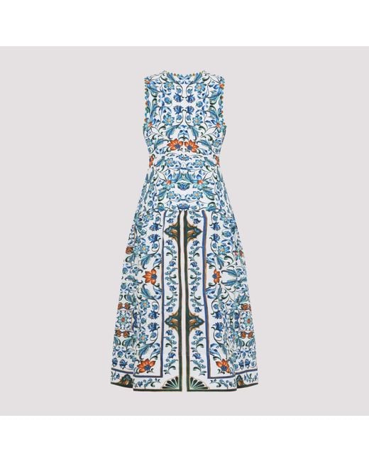 Farm Rio Blue Linen Midi Dress