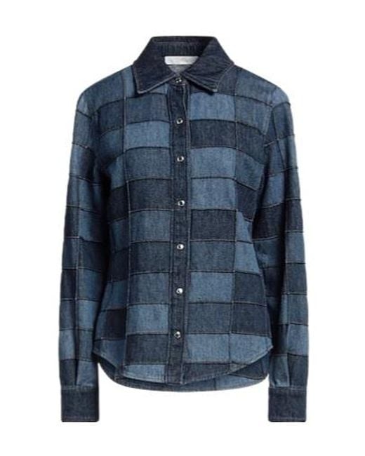 Chloé Blue Spliced Denim Shirt