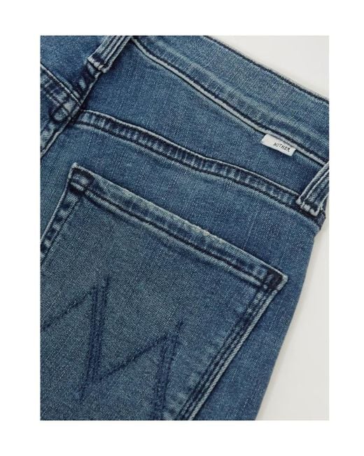 Mother Blue High-Rise Straight Jeans