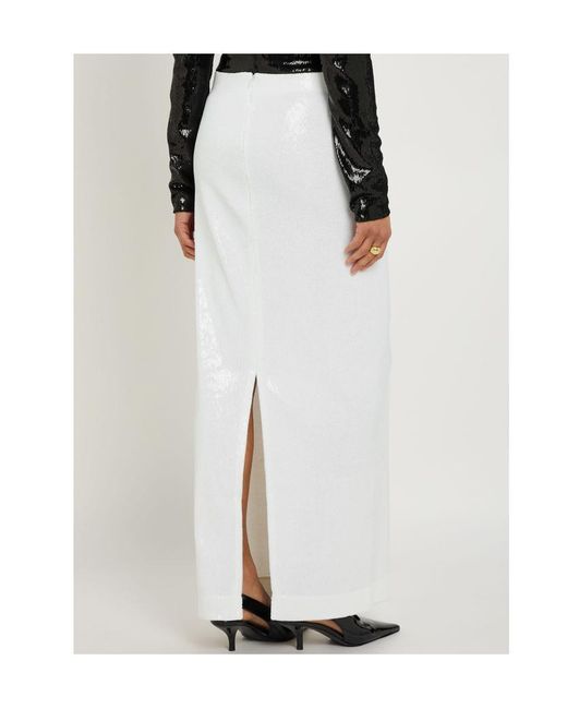 Totême White Sequin Midi Skirt