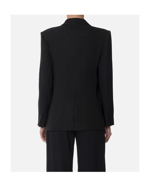 Elisabetta Franchi Black Linen-Blend Gabardine Jacket