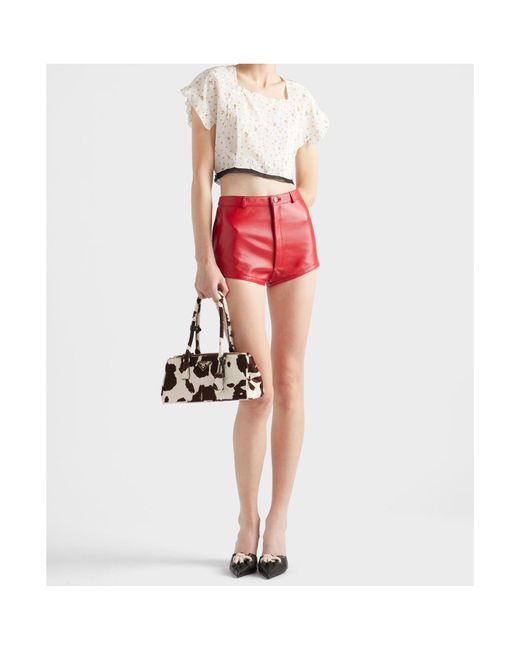 Prada Red Nappa Leather Culottes