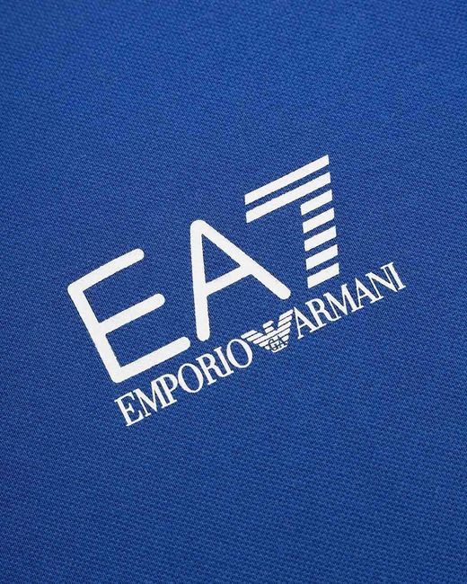 EA7 Blue Logo Printed Polo Shirt for men