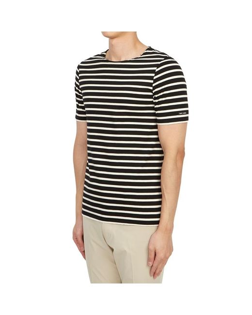 Saint James Black Striped Short-Sleeved T-Shirt for men