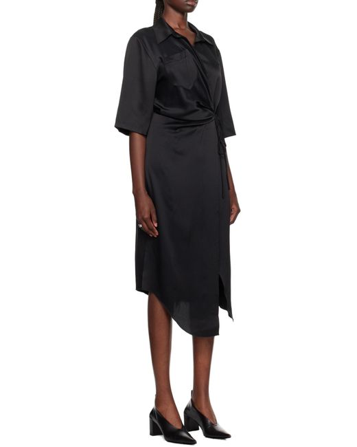 Nanushka Black Asymmetrical Wrapped Dress