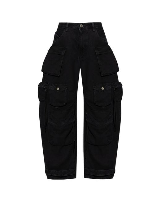 The Attico Black The Logo Patch Cargo Jeans