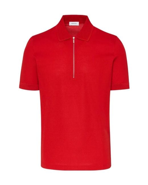 Ferragamo Red Zip Collar Polo Shirt for men