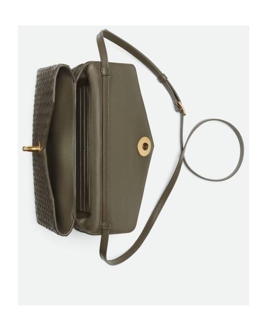 Bottega Veneta Green Intrecciato Knot Lock Crossbody Bag
