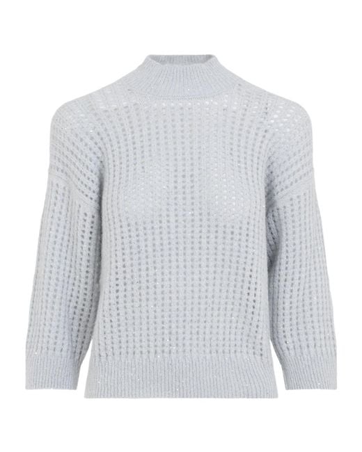 Peserico White Alpaca, Wool And Mohair Sweater