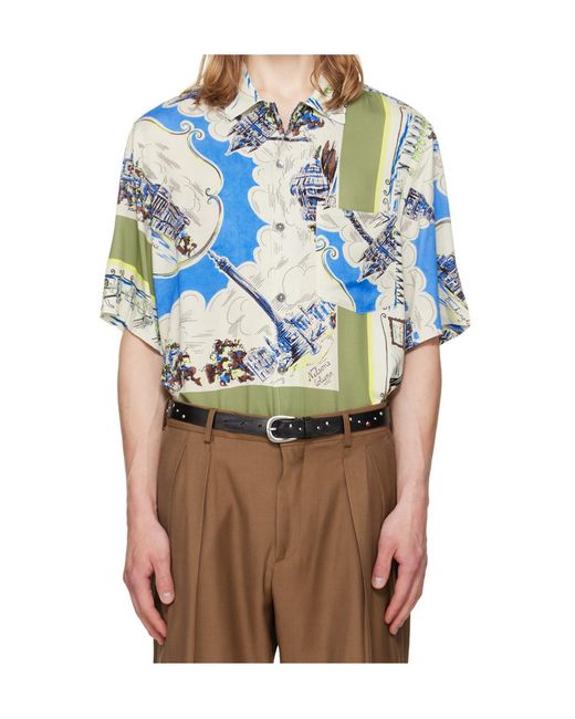 Paul Smith Blue Short-Sleeved Hawaiian Shirt for men