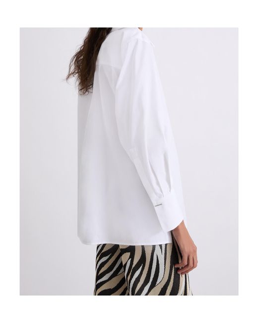 Marella White Neckerchief-Adorned Cotton Poplin Shirt
