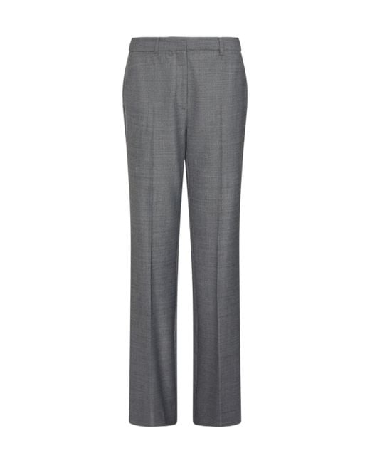 Marella Gray Flared Stretch Wool-Blend Trousers