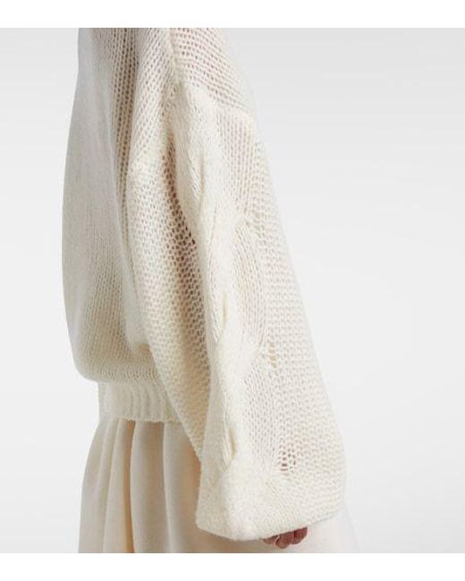Lisa Yang White Crew Neck Knit Sweater