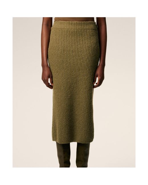 AMI Green Wool Straight Skirt