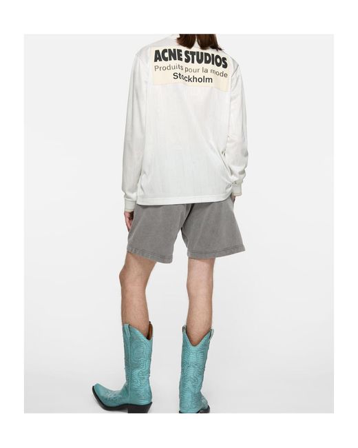 Acne White Long-Sleeve Print T-Shirt for men