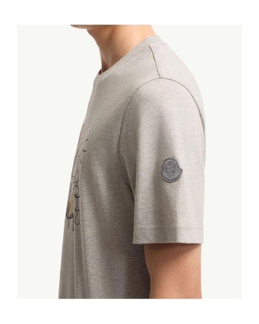 Moncler Gray Monduck Cotton T-Shirt for men