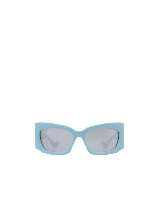Gucci Blue Eyewear Geometric Frame Sunglasses