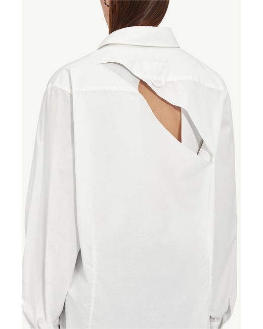 MM6 by Maison Margiela White Cut Out Detailed Buttoned Shirt