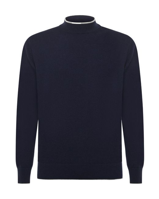 Eleventy Blue Mock Neck Sweater for men