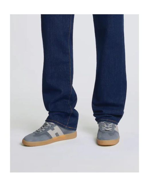 Hogan Blue Logo-Patch Lace-Up Sneakers for men
