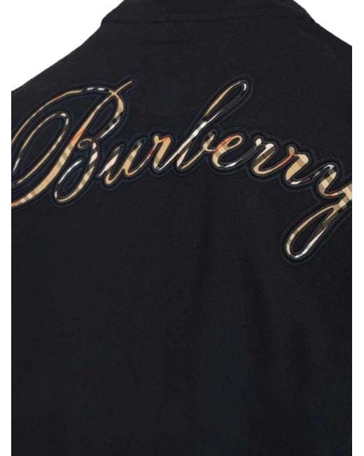 Burberry Blue Logo Embroidered Crewneck T-Shirt for men