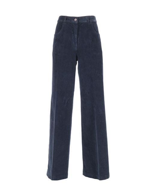 Aspesi Blue Straight-Leg Casual Pants